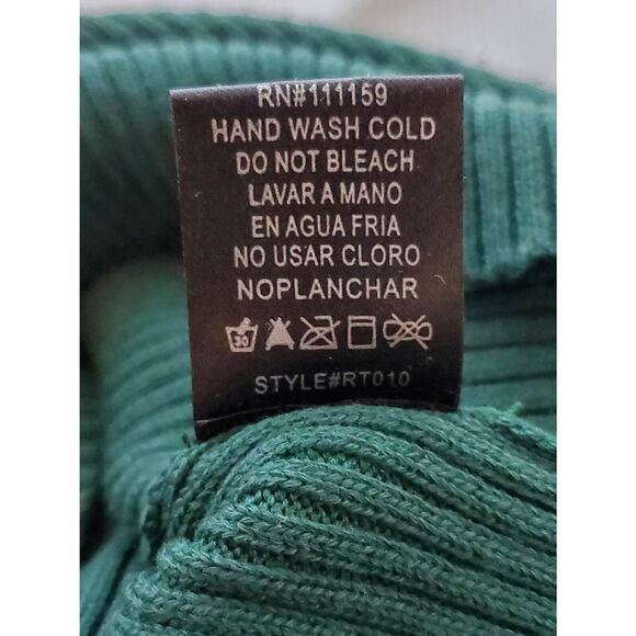 Special One Sweater Women XL Green Ribbed Knit Crewneck Ruffle Flounce Cuff - Picture 5 of 5